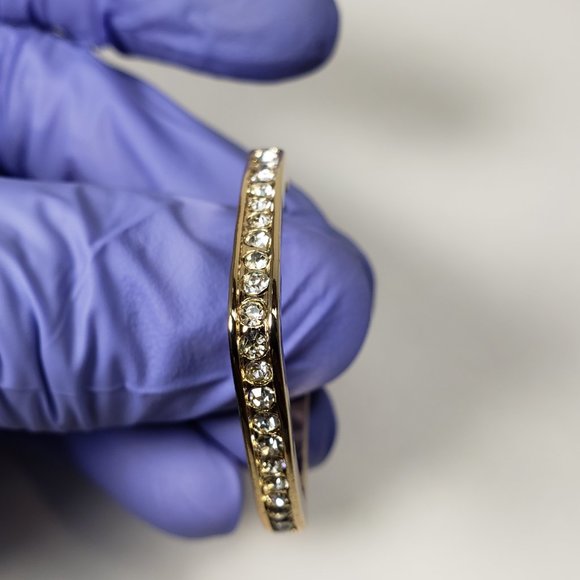 Gold Overlay Open Square Earrings outside made with Swarovski  Elements - Picture 6 of 6